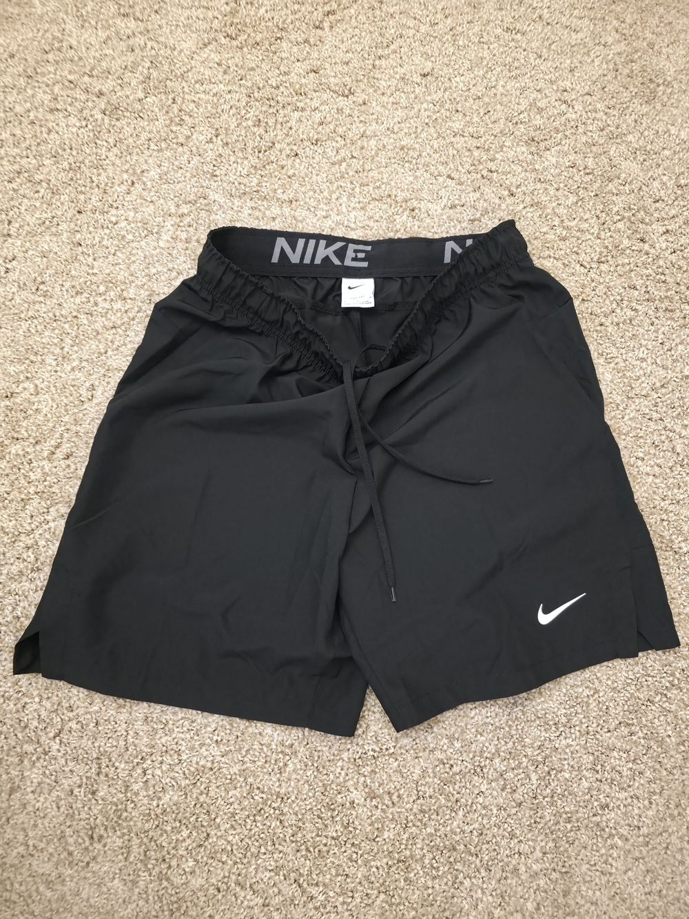 Nike Black Men’s Athletic Training Shorts with White Swoosh
